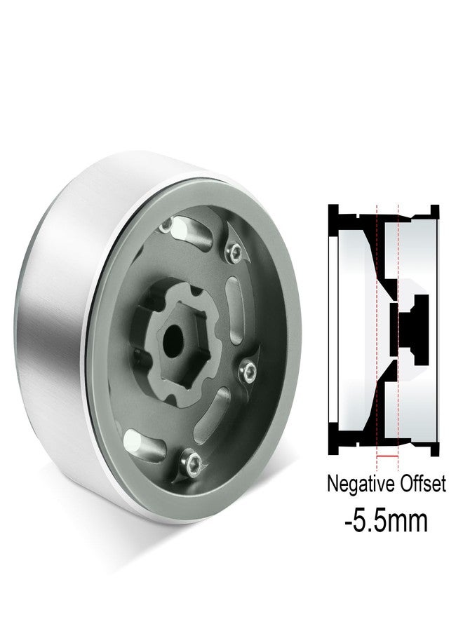 GIXCEL 1.9” Beadlock Wheel Rim, Aluminum Negative Offset 5.5mm Wheel Rim Hub for 1/10 RC Crawler SCX10 TRX4 TRX6 VS4-10 GEN7 GEN8 Upgrades Parts, 4PCS (Titanium) - Image 5